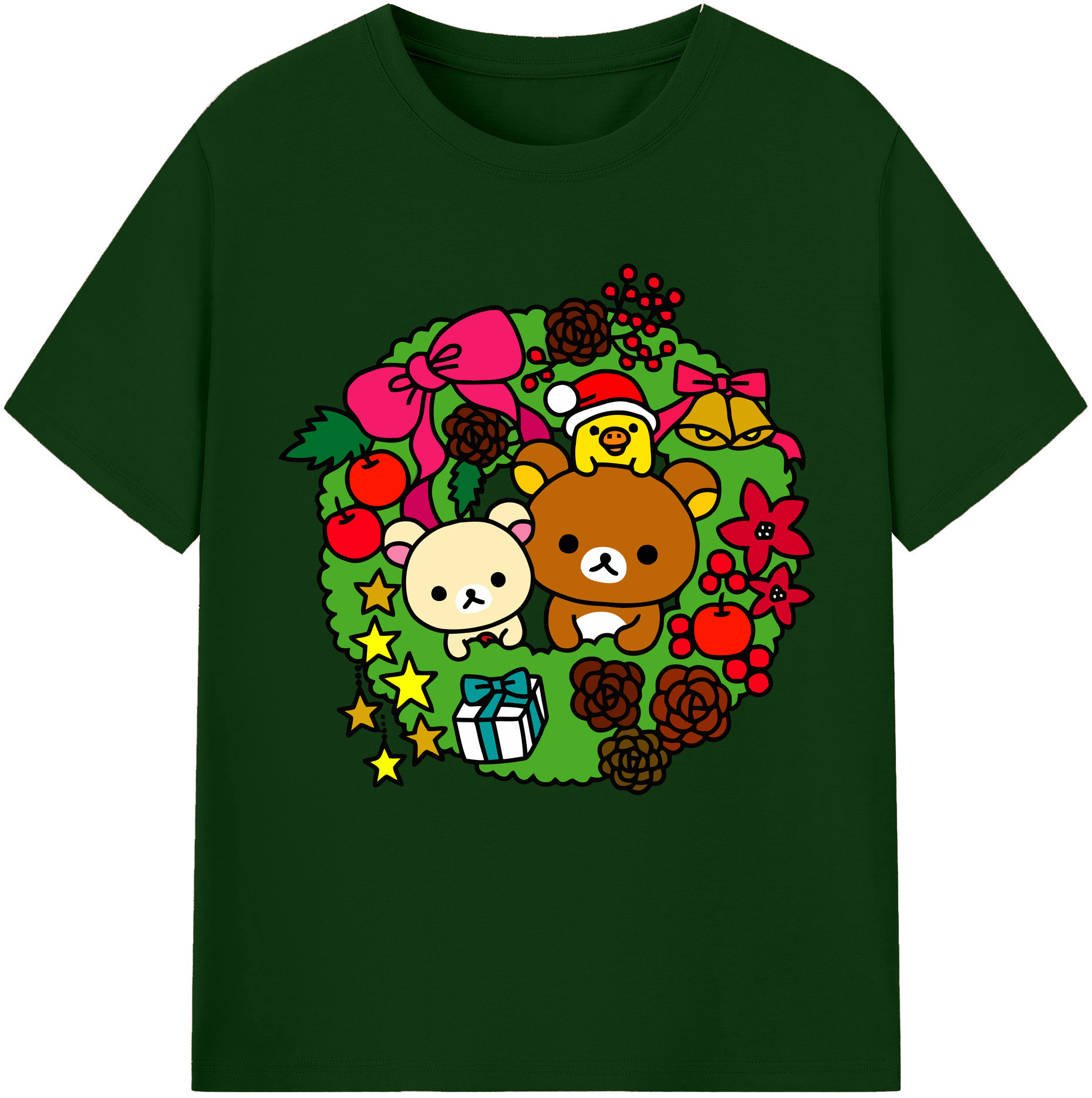 （画像用） リラックマ リラックマ キイロイトリ Rilakkuma Korilakkuma Kiiroitori 綿100％半袖Tシャツ（フロントプリント）